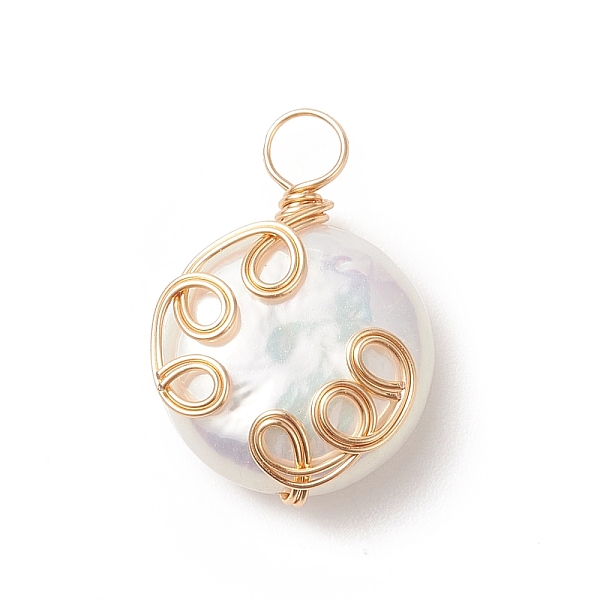PandaHall Natural Baroque Pearl Keshi Pearl Pendants, with Copper Wire Wrapped, Flat Round Charm, Golden, 19.5x13x5.7mm, Hole: 3.5mm Keshi...
PandaHall Natural Baroque Pearl Keshi Pearl Pendants, with Copper Wire Wrapped, Flat Round Charm, Golden, 19.5x13x5.7mm, Hole: 3.5mm Keshi...