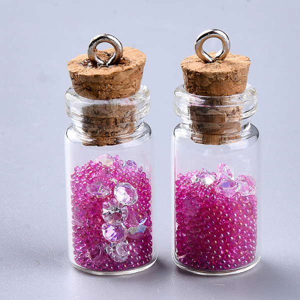 PandaHall Glass Wishing Bottle Pendant Decorations, with Resin Rhinestone and Glass Micro Beads inside, Cork Stopper and Platinum Iron Screw..., Pink
PandaHall Glass Wishing Bottle Pendant Decorations, with Resin Rhinestone and Glass Micro Beads inside, Cork Stopper and Platinum Iron Screw..., Pink