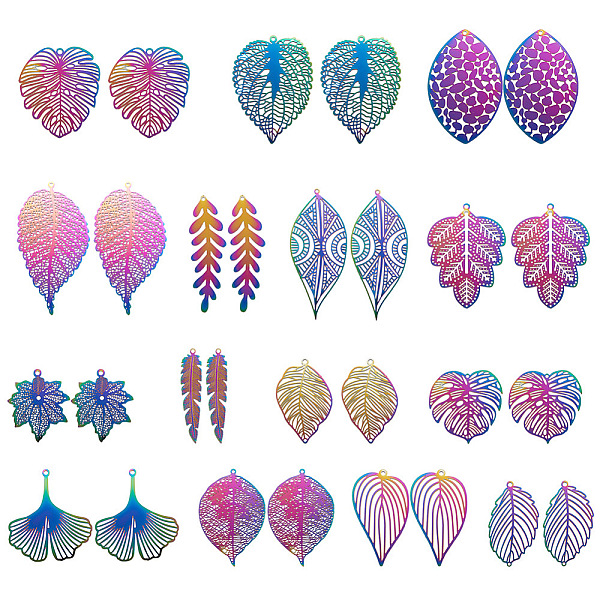 PandaHall Fashewelry 30 Pcs 15 Styles 201 Stainless Steel Filigree Pendants, Etched Metal Embellishments, Leaf, Rainbow Color, 2pcs/style...
PandaHall Fashewelry 30 Pcs 15 Styles 201 Stainless Steel Filigree Pendants, Etched Metal Embellishments, Leaf, Rainbow Color, 2pcs/style...