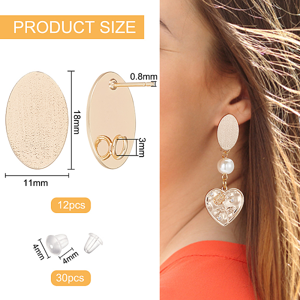 PandaHall BENECREAT 12Pcs Long-Lasting Plated Brass Stud Earring Findings, with Vertical Loop, Oval, 30Pcs Plastic Ear Nuts, Real 18K Gold...
PandaHall BENECREAT 12Pcs Long-Lasting Plated Brass Stud Earring Findings, with Vertical Loop, Oval, 30Pcs Plastic Ear Nuts, Real 18K Gold...