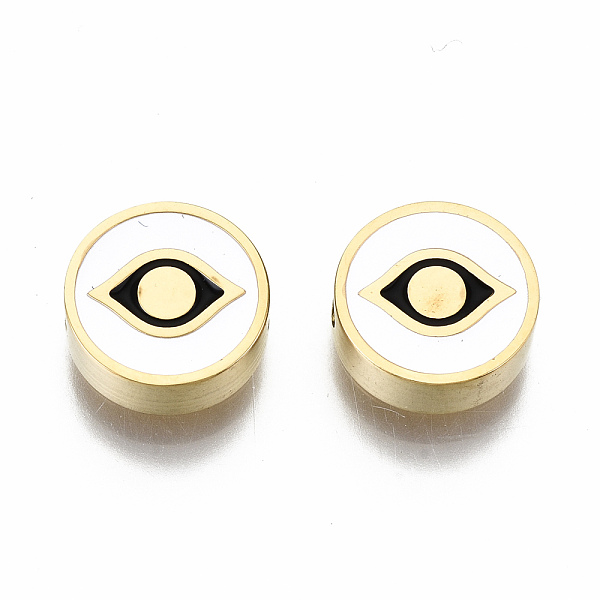 PandaHall 304 Stainless Steel Beads, Laser Cut, with Enamel, White, Flat Round with Eye, Golden, 9.5x3mm, Hole: 2mm 304 Stainless Steel Flat...
PandaHall 304 Stainless Steel Beads, Laser Cut, with Enamel, White, Flat Round with Eye, Golden, 9.5x3mm, Hole: 2mm 304 Stainless Steel Flat...