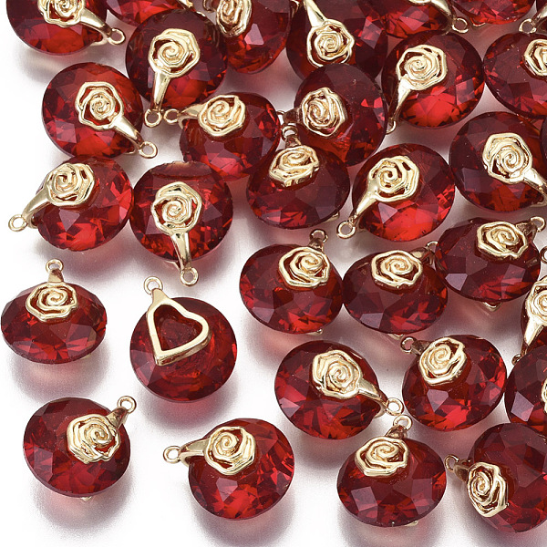 PandaHall Valentine's Day Glass Pendants, with Light Gold Plated Brass Ice Pick Pinch Bails, Faceted, Flat Round with Rose & Heart, Red...
PandaHall Valentine's Day Glass Pendants, with Light Gold Plated Brass Ice Pick Pinch Bails, Faceted, Flat Round with Rose & Heart, Red...