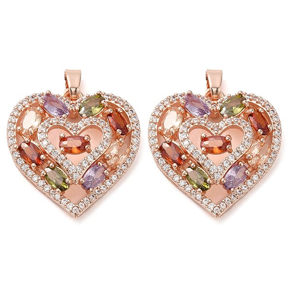 PandaHall Brass Micro Pave Cubic Zirconia Pendants, Long-Lasting Plated, Rose Gold, Heart Charm, Colorful, 23.5x22x7mm, Hole: 4.5x2.8mm...
PandaHall Brass Micro Pave Cubic Zirconia Pendants, Long-Lasting Plated, Rose Gold, Heart Charm, Colorful, 23.5x22x7mm, Hole: 4.5x2.8mm...