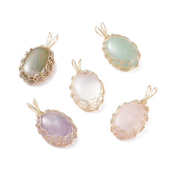 PandaHall Natural & Synthetic Gemstone Pendants, with Light Gold Tone Copper Wire Wrapped, Oval, 38~40x19~20x7~9mm, Hole: 9x4mm Mixed Stone...
PandaHall Natural & Synthetic Gemstone Pendants, with Light Gold Tone Copper Wire Wrapped, Oval, 38~40x19~20x7~9mm, Hole: 9x4mm Mixed Stone...
