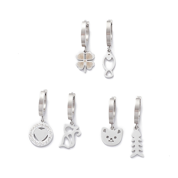 PandaHall 3 Pair 3 Style Heart & Bear & Fish & Clover Crystal Rhinestone Asymmetrical Earrings, 304 Stainless Steel Dangle Hoop Earrings for...
PandaHall 3 Pair 3 Style Heart & Bear & Fish & Clover Crystal Rhinestone Asymmetrical Earrings, 304 Stainless Steel Dangle Hoop Earrings for...