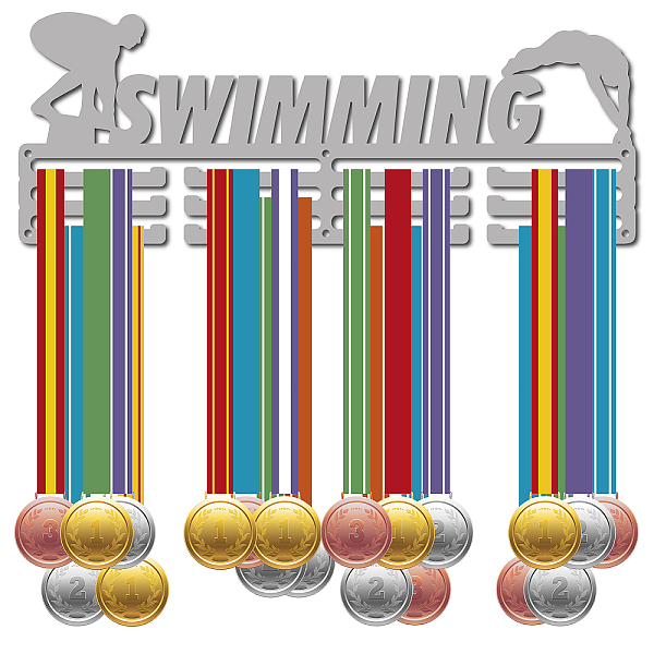 PandaHall Fashion Iron Medal Hanger Holder Display Wall Rack, 3 Lines, with Screws, Swimming Pattern, 150x400mm, Hole: 5mm Iron Sports
PandaHall Fashion Iron Medal Hanger Holder Display Wall Rack, 3 Lines, with Screws, Swimming Pattern, 150x400mm, Hole: 5mm Iron Sports