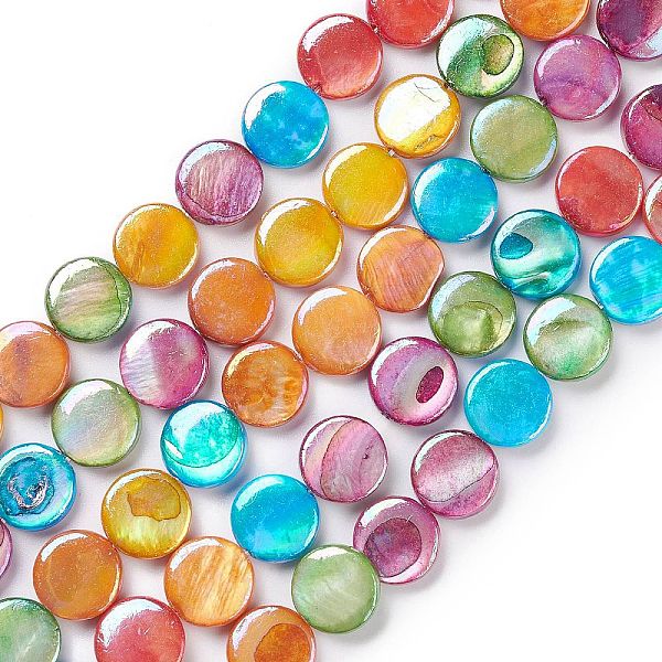 PandaHall Natural Freshwater Shell Beads Strands, Dyed, AB Color Plated, Flat Round, Colorful, 10~10.5x2.5~3mm, Hole: 0.8mm, about..., Multicolor
PandaHall Natural Freshwater Shell Beads Strands, Dyed, AB Color Plated, Flat Round, Colorful, 10~10.5x2.5~3mm, Hole: 0.8mm, about..., Multicolor