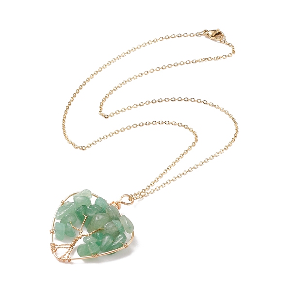 PandaHall Natural Green Aventurine Chips Heart with Tree of Life Pendant Necklace, Light Gold Plated 304 Stainless Steel Wire Wrap Jewelry...
PandaHall Natural Green Aventurine Chips Heart with Tree of Life Pendant Necklace, Light Gold Plated 304 Stainless Steel Wire Wrap Jewelry...