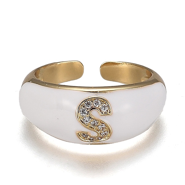 PandaHall Brass Micro Pave Clear Cubic Zirconia Cuff Rings, Open Rings, with Enamel, Cadmium Free & Lead Free, Golden, Letter.S, US Size 7...
PandaHall Brass Micro Pave Clear Cubic Zirconia Cuff Rings, Open Rings, with Enamel, Cadmium Free & Lead Free, Golden, Letter.S, US Size 7...