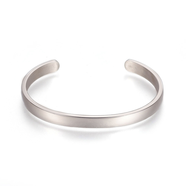 PandaHall 304 Stainless Steel Cuff Bangles, Stainless Steel Color, 2-1/4x1-5/8 inch(5.7x4cm), 4mm 304 Stainless Steel
PandaHall 304 Stainless Steel Cuff Bangles, Stainless Steel Color, 2-1/4x1-5/8 inch(5.7x4cm), 4mm 304 Stainless Steel