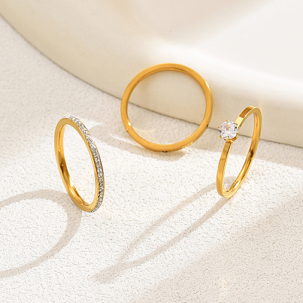 PandaHall 3Pcs 3 Style Stainless Steel Simple Thin Finger Rings Set, Cubic Zirconia Stackable Rings, Real 18K Gold Plated, US Size 7(17.3mm)...
PandaHall 3Pcs 3 Style Stainless Steel Simple Thin Finger Rings Set, Cubic Zirconia Stackable Rings, Real 18K Gold Plated, US Size 7(17.3mm)...