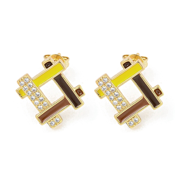 PandaHall Hollow Rhombus Real 18K Gold Plated Brass Stud Earrings, with Enamel and Cubic Zirconia, Sienna, 16x15.5mm Cubic Zirconia Rhombus..., Brown
PandaHall Hollow Rhombus Real 18K Gold Plated Brass Stud Earrings, with Enamel and Cubic Zirconia, Sienna, 16x15.5mm Cubic Zirconia Rhombus..., Brown