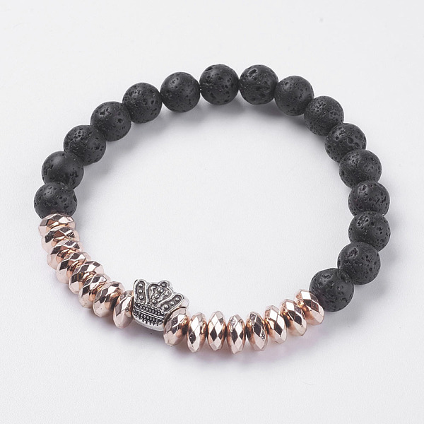 PandaHall Synthetic Hematite Stretch Bracelets, with Natural Lava Rock and Alloy Findings, Crown, Antique Silver, Rose Gold Plated, 2-1/4...
PandaHall Synthetic Hematite Stretch Bracelets, with Natural Lava Rock and Alloy Findings, Crown, Antique Silver, Rose Gold Plated, 2-1/4...