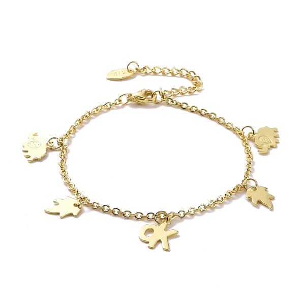 PandaHall 201 Stainless Steel Elephant & Leaf & Word OK Charms Bracelet with 304 Stainless Steel Chains for Women, Golden, 6-3/4 inch...
PandaHall 201 Stainless Steel Elephant & Leaf & Word OK Charms Bracelet with 304 Stainless Steel Chains for Women, Golden, 6-3/4 inch...