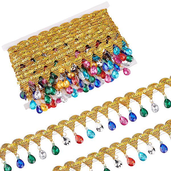 PandaHall Polyester Tassel Lace Ribbon, Sparkle Paillette Lace Trim with Colorful Plastic Rhinestone Fringe Trimming, for Garment..., Gold
PandaHall Polyester Tassel Lace Ribbon, Sparkle Paillette Lace Trim with Colorful Plastic Rhinestone Fringe Trimming, for Garment..., Gold