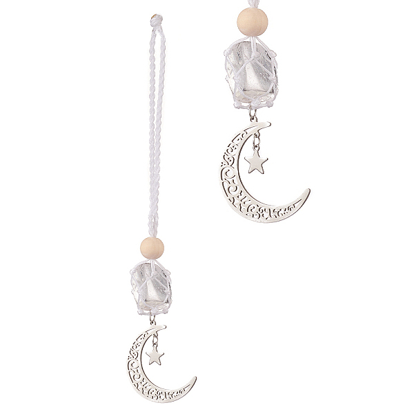 PandaHall Moon 201 Stainless Steel Pendant Decorations, Wood Beads and Natural Quartz Crystal Nuggets Beads Nylon Thread Hanging Ornament...
PandaHall Moon 201 Stainless Steel Pendant Decorations, Wood Beads and Natural Quartz Crystal Nuggets Beads Nylon Thread Hanging Ornament...
