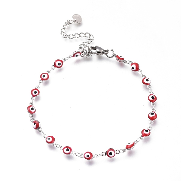 PandaHall 304 Stainless Steel Link Bracelets, with Enamel and Lobster Claw Clasps, Evil Eye, Stainless Steel Color, Red, 7-7/8 inch(20cm)...
PandaHall 304 Stainless Steel Link Bracelets, with Enamel and Lobster Claw Clasps, Evil Eye, Stainless Steel Color, Red, 7-7/8 inch(20cm)...