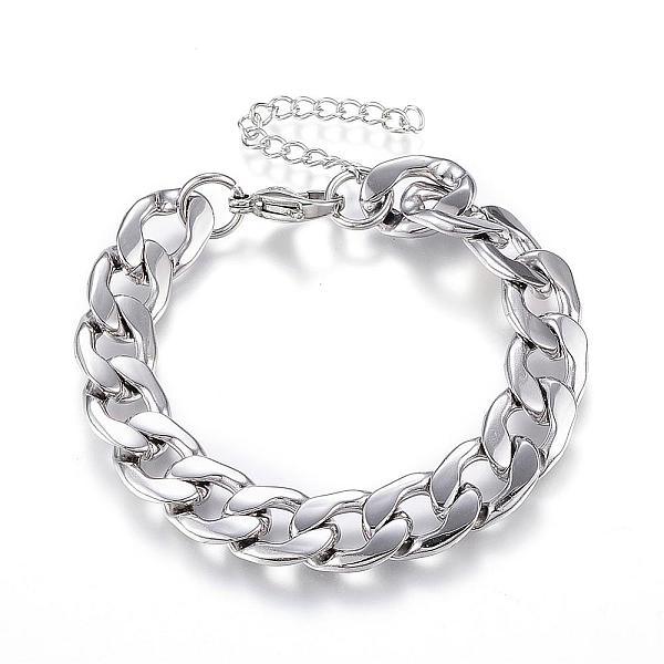 PandaHall 304 Stainless Steel Bracelets, with Curb Chain, Stainless Steel Color, 180mm(7-1/8 inch) 304 Stainless Steel
PandaHall 304 Stainless Steel Bracelets, with Curb Chain, Stainless Steel Color, 180mm(7-1/8 inch) 304 Stainless Steel