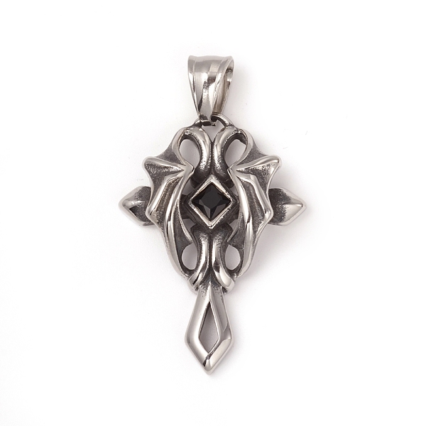 PandaHall 304 Stainless Steel Pendants, with Jet Rhinestone, Cross with Demon Wing, Antique Silver, 38x27x8.5mm, Hole: 8x5mm Stainless..., Black
PandaHall 304 Stainless Steel Pendants, with Jet Rhinestone, Cross with Demon Wing, Antique Silver, 38x27x8.5mm, Hole: 8x5mm Stainless..., Black