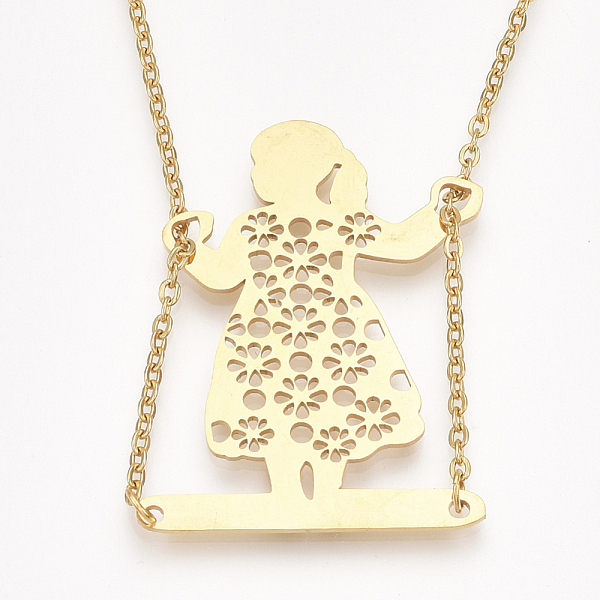 PandaHall 201 Stainless Steel Pendant Necklaces, with Cable Chains, Girl on The Swing, Golden, 27.5 inch(70.5cm), 2mm, Girl on The Swing...
PandaHall 201 Stainless Steel Pendant Necklaces, with Cable Chains, Girl on The Swing, Golden, 27.5 inch(70.5cm), 2mm, Girl on The Swing...