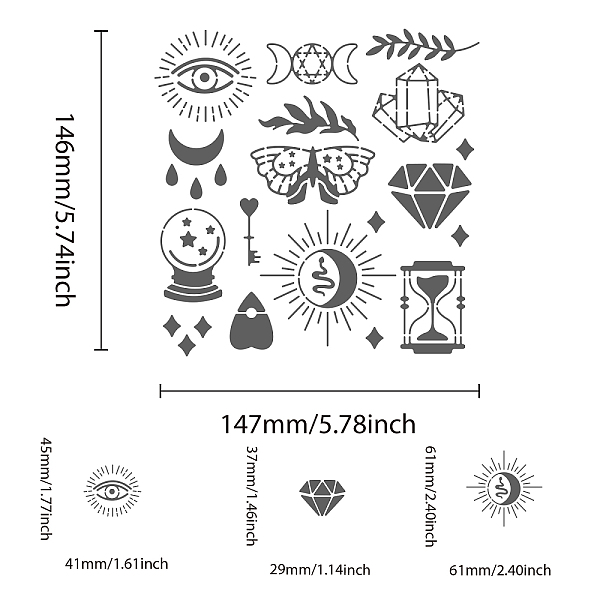 PandaHall Magic Theme Stainless Steel Stencil Template, for DIY Scrapbooking/Photo Album, Decorative Embossing DIY Paper Card, Matte...
PandaHall Magic Theme Stainless Steel Stencil Template, for DIY Scrapbooking/Photo Album, Decorative Embossing DIY Paper Card, Matte...