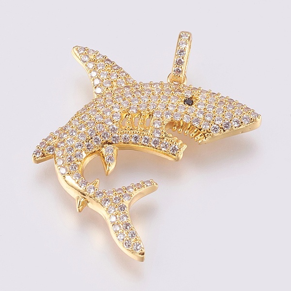 PandaHall Brass Micro Pave Cubic Zirconia Pendants, Shark Shape, Clear, Golden, 27x28x3mm, Hole: 3x5mm Brass+Cubic Zirconia Fish Clear
PandaHall Brass Micro Pave Cubic Zirconia Pendants, Shark Shape, Clear, Golden, 27x28x3mm, Hole: 3x5mm Brass+Cubic Zirconia Fish Clear