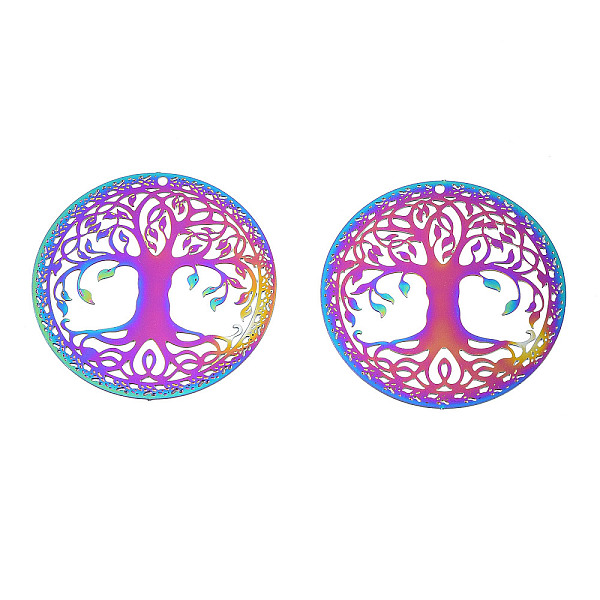 PandaHall Ion Plating(IP) 201 Stainless Steel Filigree Pendants, Etched Metal Embellishments, Tree of Life, Rainbow Color, 30x0.2mm, Hole...
PandaHall Ion Plating(IP) 201 Stainless Steel Filigree Pendants, Etched Metal Embellishments, Tree of Life, Rainbow Color, 30x0.2mm, Hole...