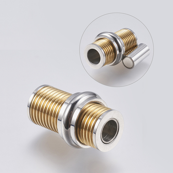 PandaHall 304 Stainless Steel Magnetic Clasps with Glue-in Ends, Grooved, Column, Golden & Stainless Steel Color, 22x13.5mm, Hole: 5mm 304...
PandaHall 304 Stainless Steel Magnetic Clasps with Glue-in Ends, Grooved, Column, Golden & Stainless Steel Color, 22x13.5mm, Hole: 5mm 304...