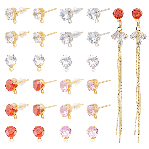 PandaHall Unicraftale 12 Pairs 4 Colors Brass Cubic Zirconia Stud Earring Findings, with Horizontal Loops & 50Pcs Plastic Ear Nuts, Real..., Multicolor
PandaHall Unicraftale 12 Pairs 4 Colors Brass Cubic Zirconia Stud Earring Findings, with Horizontal Loops & 50Pcs Plastic Ear Nuts, Real..., Multicolor