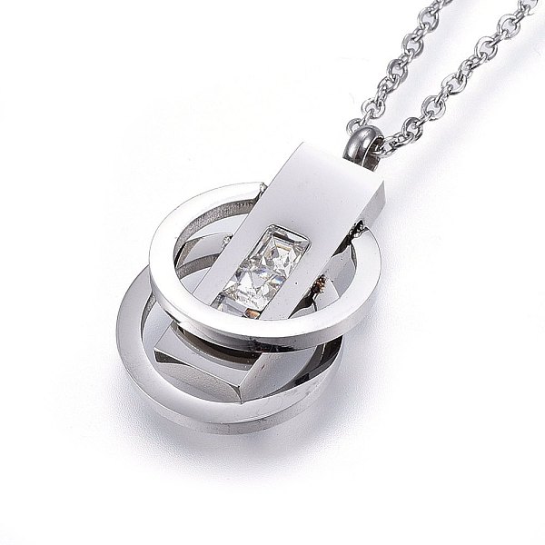 PandaHall 304 Stainless Steel Pendant Necklaces, with Cubic Zirconia, Ring and Rectangle, Stainless Steel Color, 18.1 inch(46cm), Pendant..., Clear
PandaHall 304 Stainless Steel Pendant Necklaces, with Cubic Zirconia, Ring and Rectangle, Stainless Steel Color, 18.1 inch(46cm), Pendant..., Clear