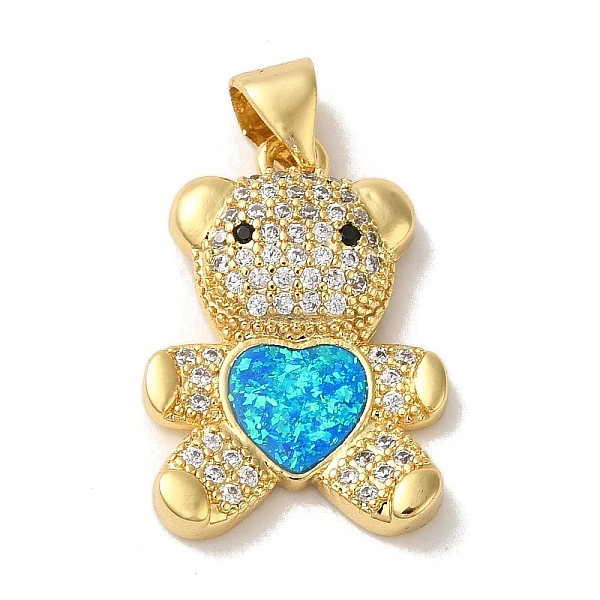PandaHall Rack Plating Brass Micro Pave Clear Cubic Zirconia Pendants, Heart Bear Charms with Synthetic Opal, Real 18K Gold Plated, Cadmium...
PandaHall Rack Plating Brass Micro Pave Clear Cubic Zirconia Pendants, Heart Bear Charms with Synthetic Opal, Real 18K Gold Plated, Cadmium...