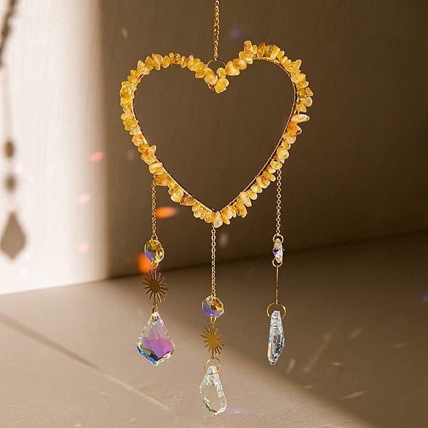 PandaHall Heart Natural Yellow Quartz Chips Hanging Ornaments, Glass Leaf Hanging Suncatcher for Home Garden Ornaments, 437mm Yellow Quartz...
PandaHall Heart Natural Yellow Quartz Chips Hanging Ornaments, Glass Leaf Hanging Suncatcher for Home Garden Ornaments, 437mm Yellow Quartz...