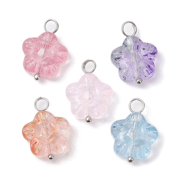 PandaHall Transparent Baking Paint Glass Pendant, with Brass Loops, Mixed Color, Flower, 18x13x5mm, Hole: 3mm Brass+Glass Flower Multicolor
PandaHall Transparent Baking Paint Glass Pendant, with Brass Loops, Mixed Color, Flower, 18x13x5mm, Hole: 3mm Brass+Glass Flower Multicolor