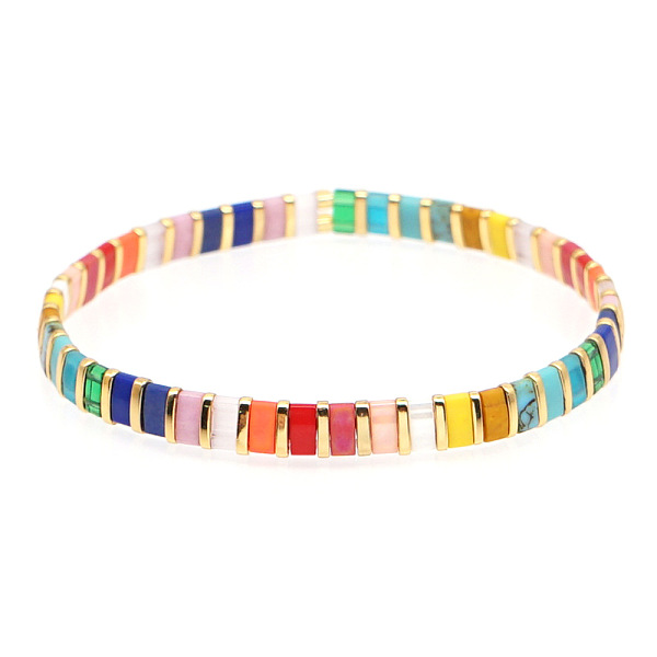PandaHall Bohemian Style Rainbow Tila Glass Bead Woven Stripe Bracelet for Women Glass
PandaHall Bohemian Style Rainbow Tila Glass Bead Woven Stripe Bracelet for Women Glass