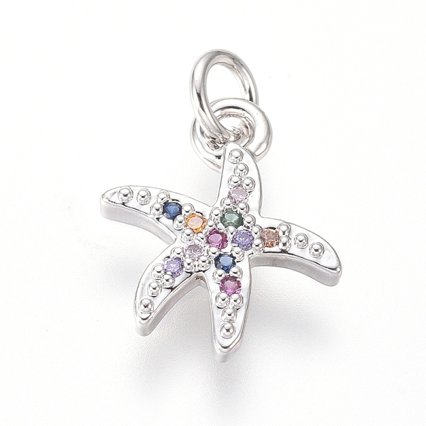 PandaHall Brass Micro Pave Cubic Zirconia Charms, with Jump Rings, Starfish/Sea Stars Shape, Colorful, Platinum, 12x10x1.5mm, Hole: 2.5mm...
PandaHall Brass Micro Pave Cubic Zirconia Charms, with Jump Rings, Starfish/Sea Stars Shape, Colorful, Platinum, 12x10x1.5mm, Hole: 2.5mm...