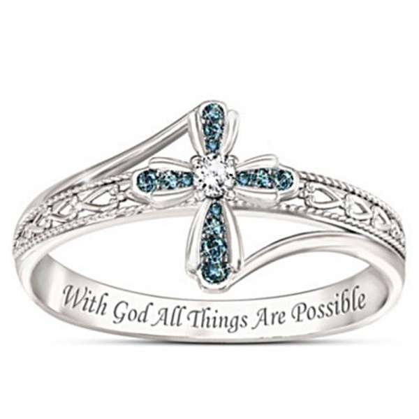 PandaHall Rhinestone Cross Finger Rings, Word with God All Things are Possible Alloy Rings, Platinum, US Size 9(18.9mm) Alloy+Rhinestone
PandaHall Rhinestone Cross Finger Rings, Word with God All Things are Possible Alloy Rings, Platinum, US Size 9(18.9mm) Alloy+Rhinestone
