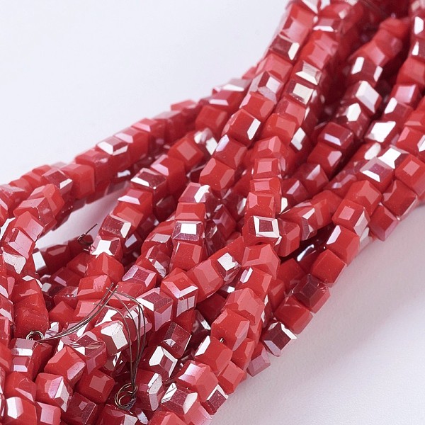PandaHall Electroplate Opaque Glass Beads Strands, Half Rainbow Plated, Faceted, Cube, Red, 2~2.5x2~2.5x2~2.5mm, Hole: 0.5mm, about...
PandaHall Electroplate Opaque Glass Beads Strands, Half Rainbow Plated, Faceted, Cube, Red, 2~2.5x2~2.5x2~2.5mm, Hole: 0.5mm, about...