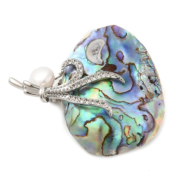 PandaHall Oval Natural Paua Shell Brooches, with Brass Pin & Pearl, Platinum, 39x46x11mm Shell Oval
PandaHall Oval Natural Paua Shell Brooches, with Brass Pin & Pearl, Platinum, 39x46x11mm Shell Oval