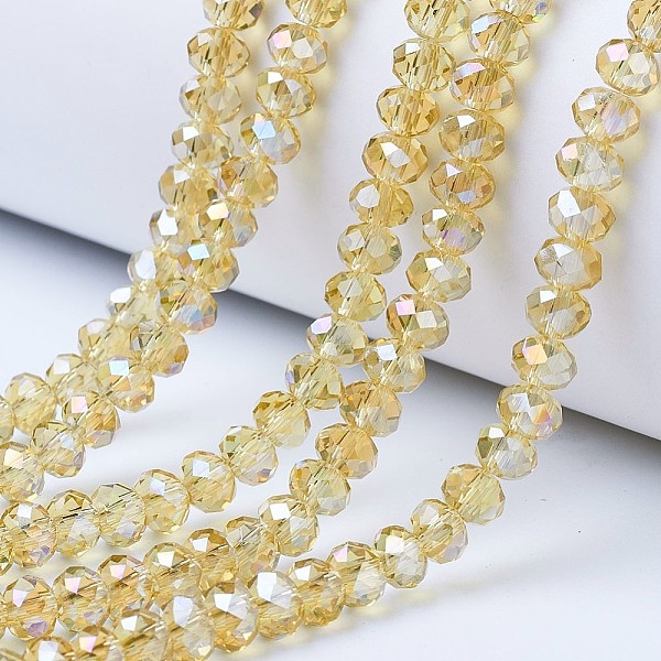 PandaHall Electroplate Glass Beads Strands, AB Color Plated, Faceted, Rondelle, Light Khaki, 8x6mm, Hole: 1mm, about 63~65pcs/strand...
PandaHall Electroplate Glass Beads Strands, AB Color Plated, Faceted, Rondelle, Light Khaki, 8x6mm, Hole: 1mm, about 63~65pcs/strand...