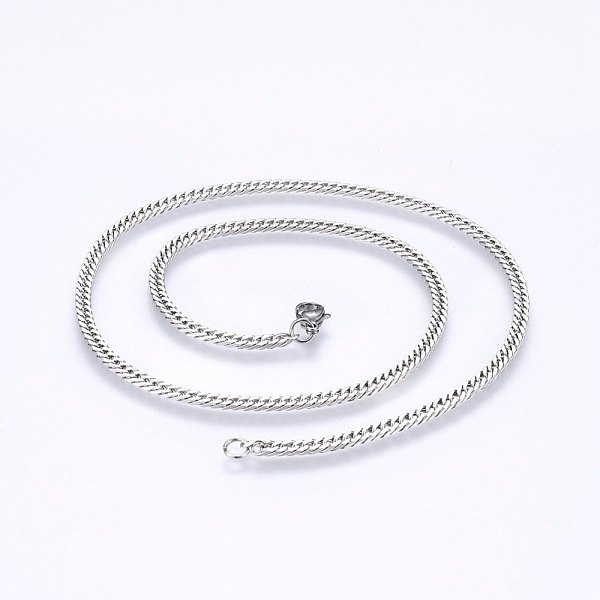 PandaHall 304 Stainless Steel Curb Chain Necklaces, Stainless Steel Color, 17.71 inch(45cm), 2.8mm 304 Stainless Steel
PandaHall 304 Stainless Steel Curb Chain Necklaces, Stainless Steel Color, 17.71 inch(45cm), 2.8mm 304 Stainless Steel