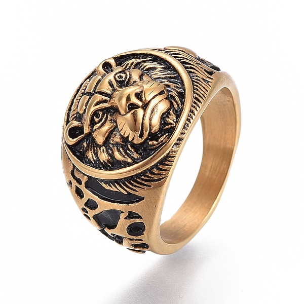 PandaHall 304 Stainless Steel Signet Rings for Men, Wide Band Finger Rings, Flat Round with Lion, Antique Golden, Size 7~12, 17~22mm 304...
PandaHall 304 Stainless Steel Signet Rings for Men, Wide Band Finger Rings, Flat Round with Lion, Antique Golden, Size 7~12, 17~22mm 304...
