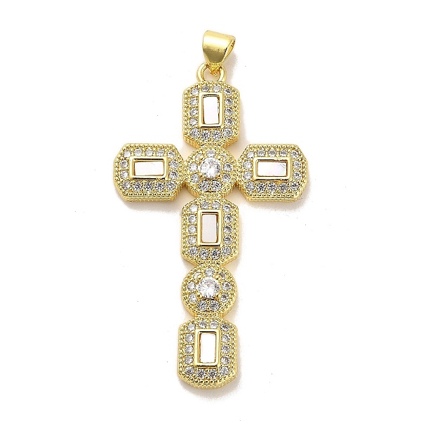 PandaHall Brass Micro Pave Cubic Zirconia Pendants, with Shell, Real 18K Gold Plated, Cross, 47.5x27x4mm, Hole: 3.5mm Brass+Cubic..., Clear
PandaHall Brass Micro Pave Cubic Zirconia Pendants, with Shell, Real 18K Gold Plated, Cross, 47.5x27x4mm, Hole: 3.5mm Brass+Cubic..., Clear