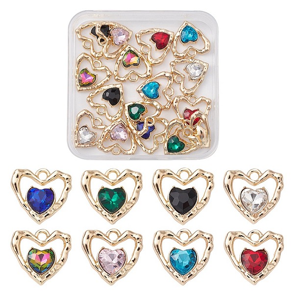 PandaHall 16Pcs 8 Colors Rack Plating Alloy Pandants, with Glass, Heart Charms, Mixed Color, 19x19x5mm, Hole: 2.3mm, 2Pcs/color Alloy+Glass..., Multicolor
PandaHall 16Pcs 8 Colors Rack Plating Alloy Pandants, with Glass, Heart Charms, Mixed Color, 19x19x5mm, Hole: 2.3mm, 2Pcs/color Alloy+Glass..., Multicolor
