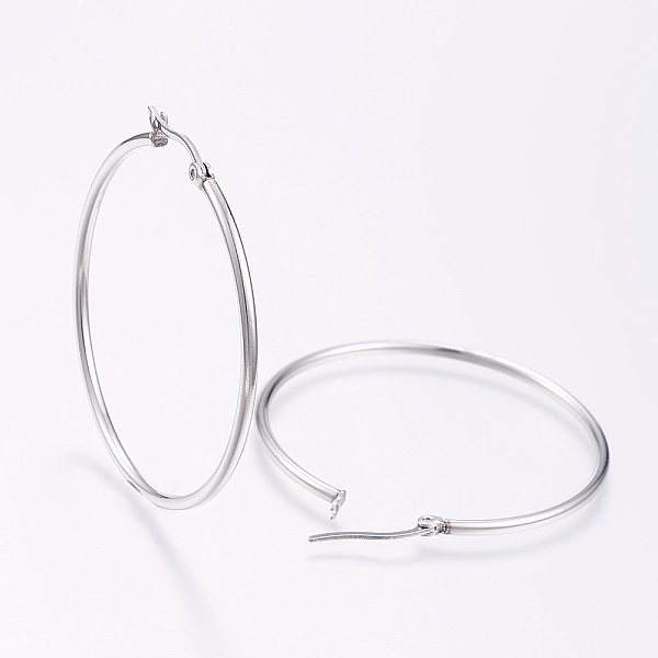 PandaHall 304 Stainless Steel Big Hoop Earrings, Hypoallergenic Earrings, Stainless Steel Color, 12 Gauge, 49~51x2mm, Pin: 0.7~1.3x0.68mm...
PandaHall 304 Stainless Steel Big Hoop Earrings, Hypoallergenic Earrings, Stainless Steel Color, 12 Gauge, 49~51x2mm, Pin: 0.7~1.3x0.68mm...