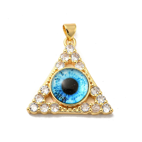 PandaHall Real 18K Gold Plated Brass Pendants, with Glass and Acrylic, Triangle With Evil Eye Charms, Deep Sky Blue, 27x28x7mm, Hole...
PandaHall Real 18K Gold Plated Brass Pendants, with Glass and Acrylic, Triangle With Evil Eye Charms, Deep Sky Blue, 27x28x7mm, Hole...