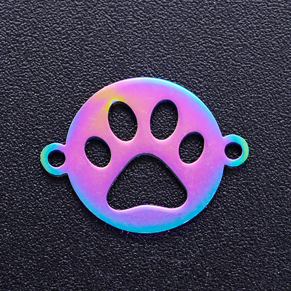 PandaHall Ion Plating(IP) 201 Stainless Steel Pet Links, Flat Round with Dog Paw Print, Rainbow Color, 12x15.5x1mm, Hole: 1.2mm 201...
PandaHall Ion Plating(IP) 201 Stainless Steel Pet Links, Flat Round with Dog Paw Print, Rainbow Color, 12x15.5x1mm, Hole: 1.2mm 201...