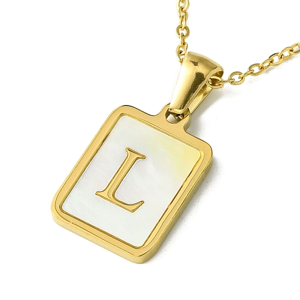 PandaHall Ion Plating(IP) Rectangle with Initial Letter 304 Stainless Steel Pendant Necklace, white Shell, Real 18K Gold Plated, Letter L...
PandaHall Ion Plating(IP) Rectangle with Initial Letter 304 Stainless Steel Pendant Necklace, white Shell, Real 18K Gold Plated, Letter L...