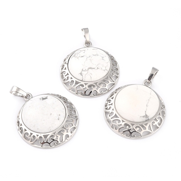PandaHall Natural Howlite Pendants with Hollow Platinum Brass Findings, Flat Round, 33.5x30x6mm, Hole: 8x5mm Howlite Flat Round
PandaHall Natural Howlite Pendants with Hollow Platinum Brass Findings, Flat Round, 33.5x30x6mm, Hole: 8x5mm Howlite Flat Round