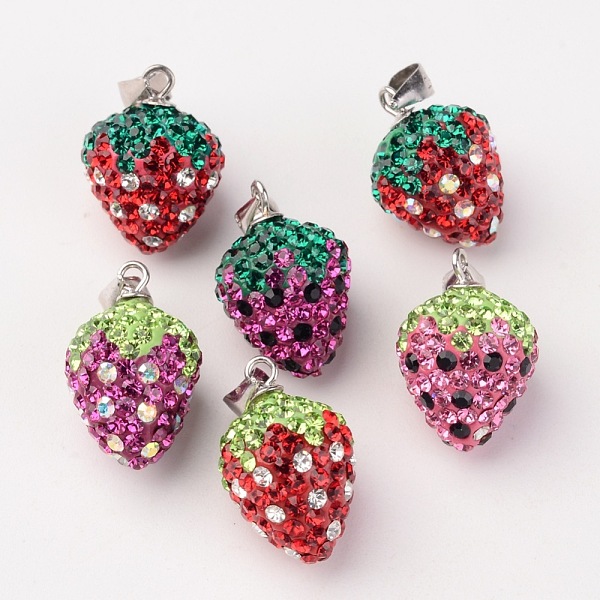 PandaHall Polymer Clay Czech Rhinestone Pendants, Strawberry, with 925 Sterling Silver Finding, Mixed Color, 18x11.5mm, Hole: 3x4mm Sterling..., Multicolor
PandaHall Polymer Clay Czech Rhinestone Pendants, Strawberry, with 925 Sterling Silver Finding, Mixed Color, 18x11.5mm, Hole: 3x4mm Sterling..., Multicolor