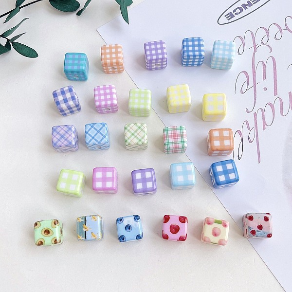 PandaHall Opaque Acrylic European Pendants, Large Hole Beads, Cube with Tartan & Fruits Pattern, Mixed Color, 14.2x18.6x18.6mm, Hole: 4mm..., Multicolor
PandaHall Opaque Acrylic European Pendants, Large Hole Beads, Cube with Tartan & Fruits Pattern, Mixed Color, 14.2x18.6x18.6mm, Hole: 4mm..., Multicolor